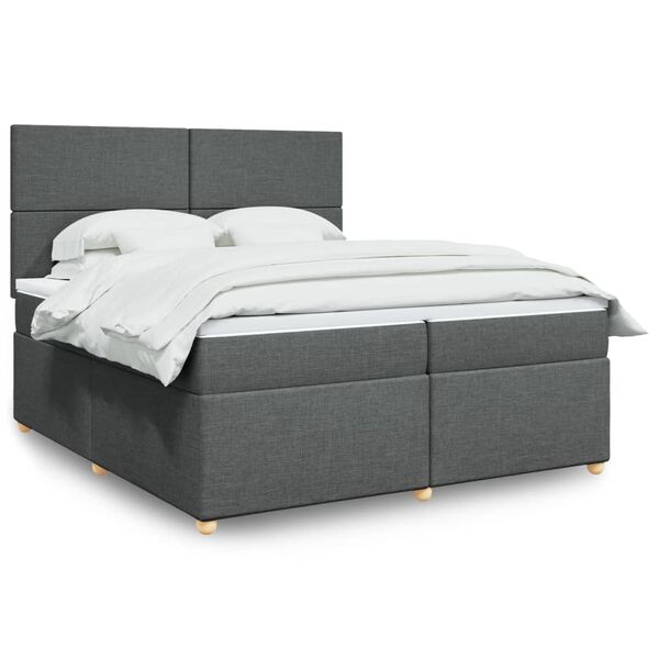 vidaXL Boxspring met matras stof donkergrijs 200x200 cm
