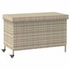 vidaXL Tuinbox met wielen 110x55x73 cm poly rattan lichtgrijs