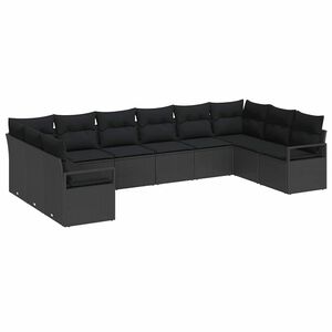 vidaXL Tuinbankenset 10 st Zwart poly rattan
