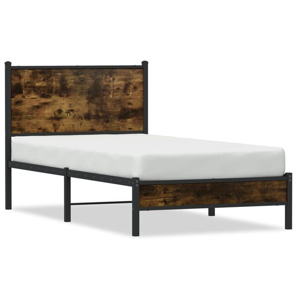 vidaXL Bedframe zonder matras metaal gerookt eikenkleurig 75x190 cm