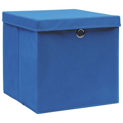 vidaXL Opbergboxen met deksels 10 st 28x28x28 cm blauw