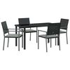vidaXL Tuin eettafelset 5 pcs Zwart en Licht Grijs PE Rattan