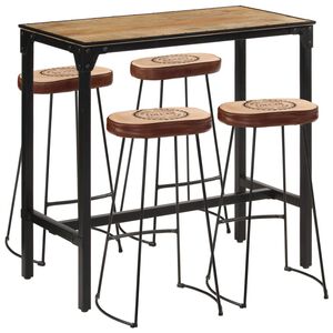 vidaXL 5-delige Barset massief ruw mangohout en metaal