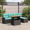 vidaXL 6-delige Loungeset met kussens poly rattan zwart