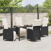 vidaXL Tuin eettafelset met kussen 5 pcs Zwart poly rattan