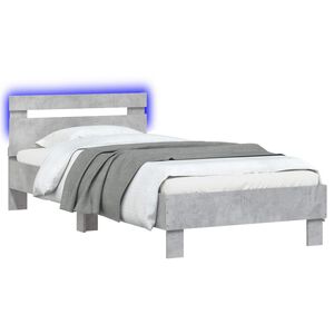 vidaXL Bed Frame met LED Betongrijs 80 x 200 cm Bewerkt hout