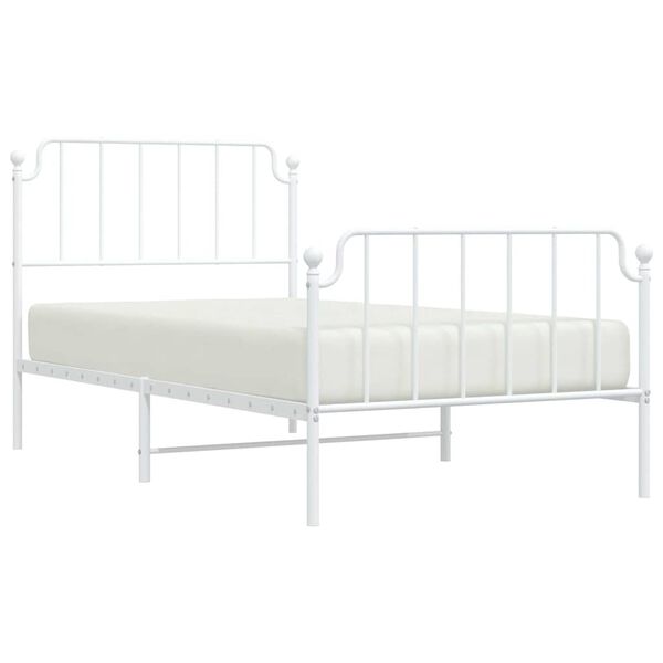 vidaXL Bedframe met hoofd- en voeteneinde&nbsp;metaal wit 100x190 cm