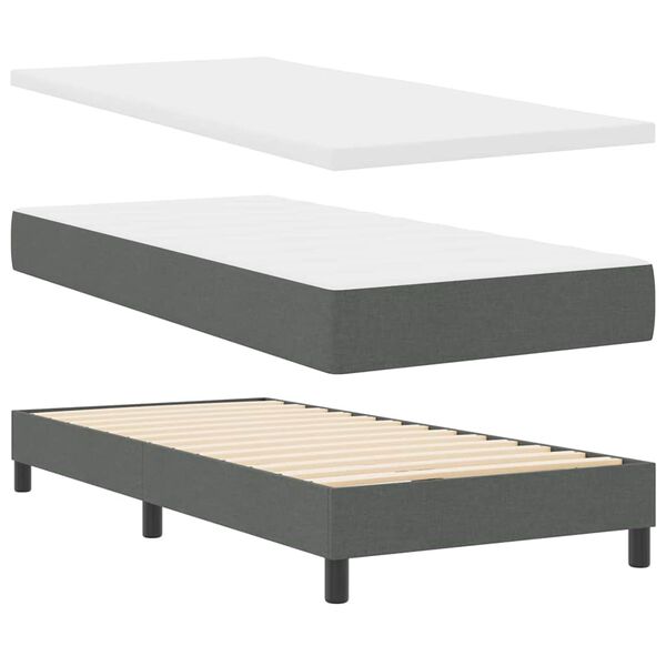 vidaXL Boxspringbed met matras Donkergrijs 90 x 190 cm Stof