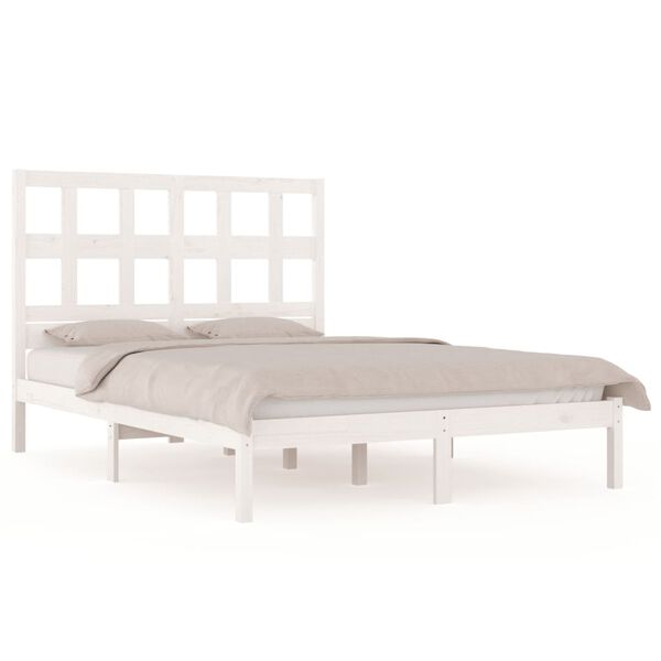 vidaXL Bedframe zonder matras massief grenenhout wit 180x200 cm