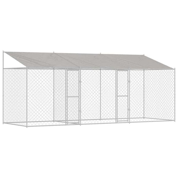 vidaXL Hondenkooi met Dak Zilver 600 x 200 x 256 cm Staal en PE