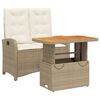 vidaXL 2-delige Tuinset met kussens poly rattan beige