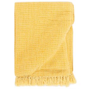 vidaXL Plaid 160x210 cm katoen mosterdgeel
