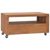 vidaXL Tv-meubel met wielen 80x50x42 cm massief teakhout