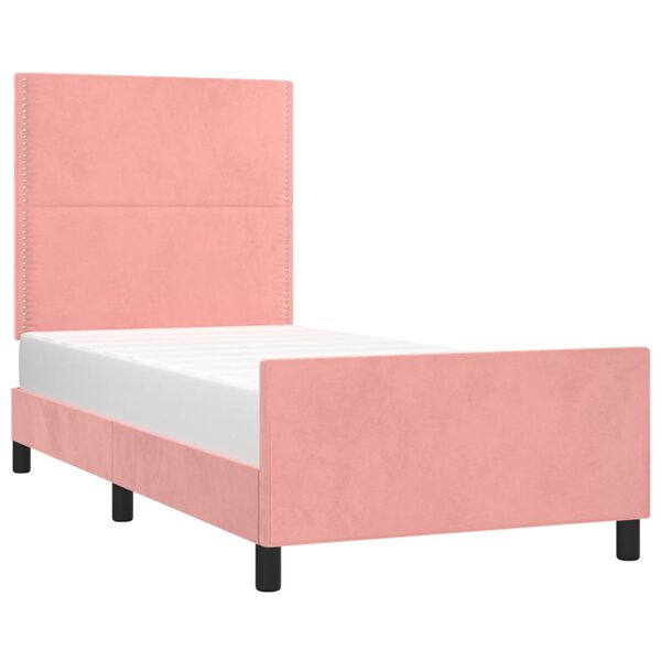 vidaXL Bedframe met hoofdeinde fluweel roze 80x200 cm