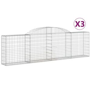 vidaXL Schanskorven 3 st gewelfd 300x30x80/100 cm gegalvaniseerd ijzer