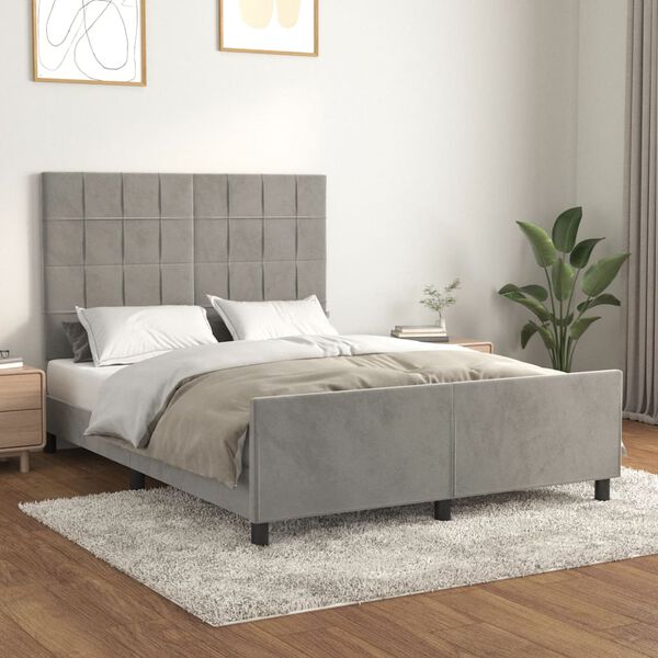 vidaXL Bedframe zonder matras 140x190 cm fluweel lichtgrijs