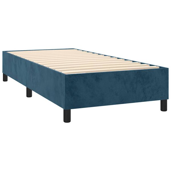 vidaXL Boxspring met matras fluweel donkerblauw 100x200 cm