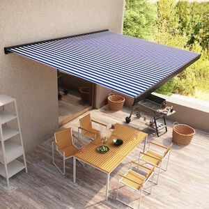 vidaXL Luifel gemotoriseerd 400x300 cm blauw en wit