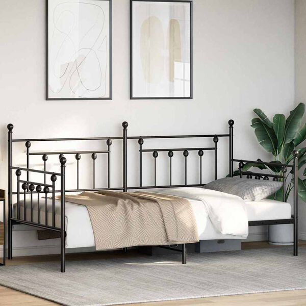 vidaXL Bedframe voor een daybed Zwart 100 x 190 cm Staal