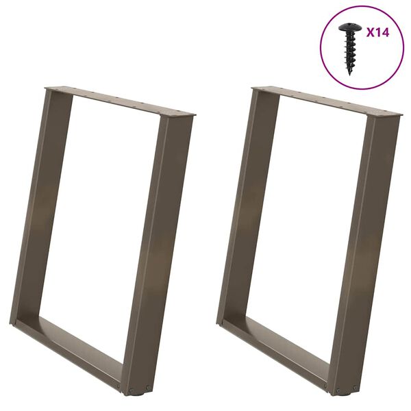 vidaXL Eettafelpoten 2 st U-vormig 80x(72-73) cm staal naturel