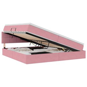 vidaXL Opslag bed met matras met hoofdeinde Roze 200 x 200 cm Fluweel