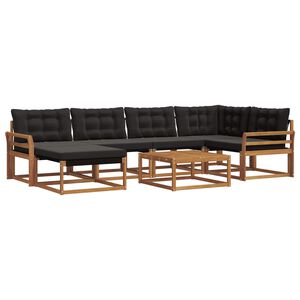 vidaXL Buiten bankenset 19 pcs Natuurlijk en Zwart Massief Acaciahout