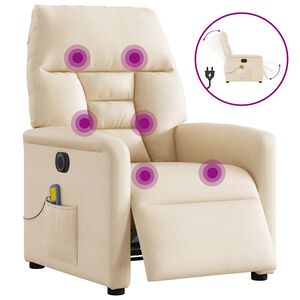 vidaXL Massagestoel elektrisch verstelbaar microvezelstof beige
