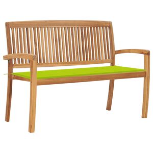 vidaXL Tuinbank stapelbaar met kussen 128,5 cm massief teakhout