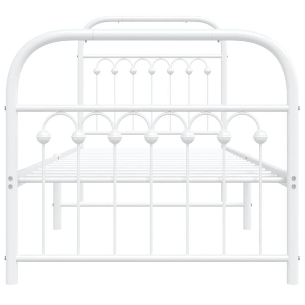 vidaXL Bedframe met hoofd- en voeteneinde metaal wit 80x200 cm