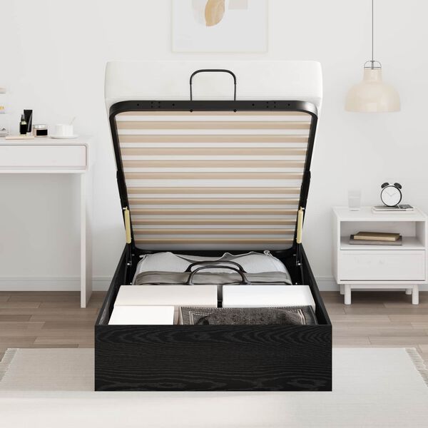 vidaXL Ottoman Bedframe Zwarte Eik 203 x 90 x 25 cm Geconstrueerd hout