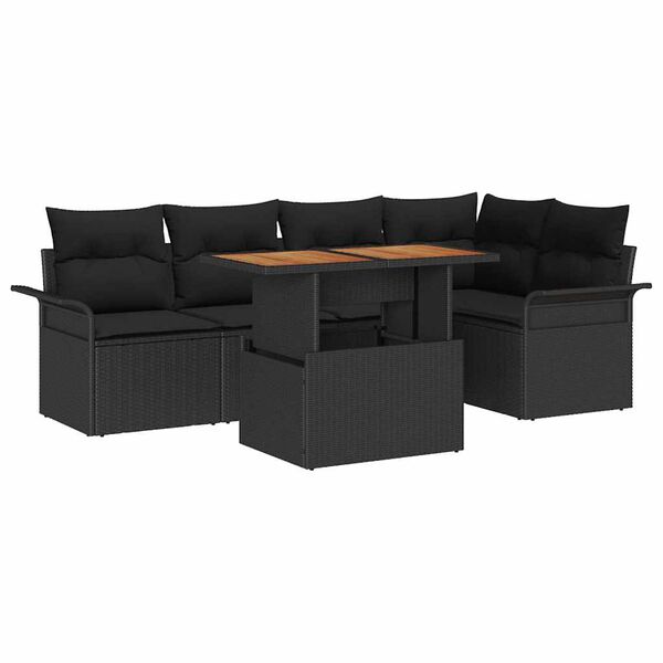 vidaXL Tuin Sofa Set met kussen 6 pcs Zwart