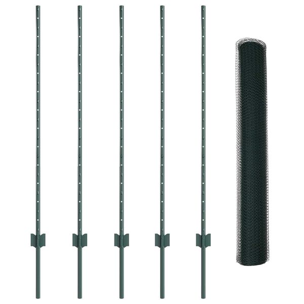 vidaXL Hek met Paal Groen 1,2 x 10 m Staal en PVC