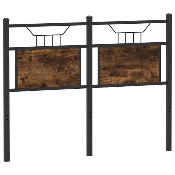 vidaXL Vervangend hoofdbord 120 cm bewerkt hout en staal gerookt eikenkleurig
