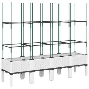 vidaXL Plantenbak met latwerk 160x40x142,5 cm polypropeen wit
