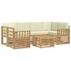 vidaXL Buiten bankenset met kussen 7 pcs Wit en cr&egrave;mekleurig Polyester