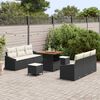 vidaXL Tuin Sofa Set met kussen 9 pcs Zwart Poly riet