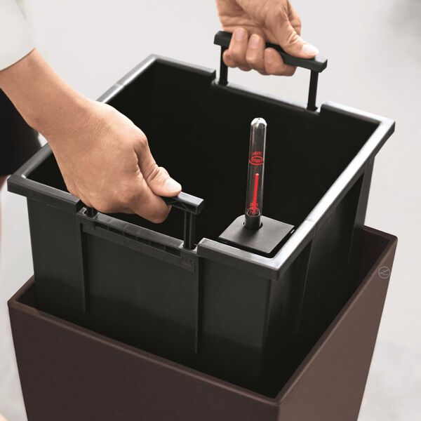 LECHUZA Plantenbak Cubico 40 ALL-IN-ONE hoogglans taupe 18215