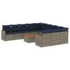 vidaXL 12-delige tuinbankset met kussens, grijs polyrotan