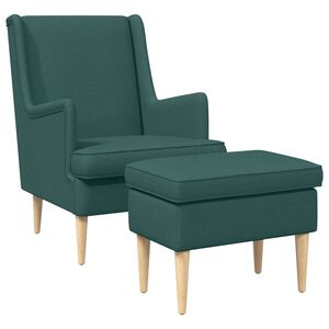 vidaXL Fauteuil met Voetenbank 2 st Donkergroen Stof