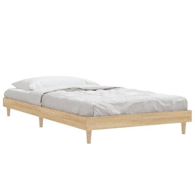 vidaXL Bedframe bewerkt hout sonoma eikenkleurig 100x200 cm