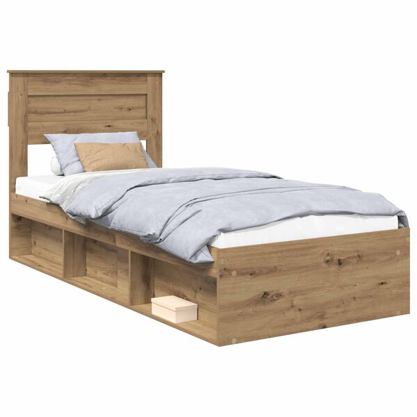 vidaXL Bedframe Ambachtelijk eiken 90 x 190 cm Massief grenenhout