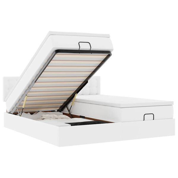 vidaXL Ottoman bed met matrassen 180x200cm kunstleer wit