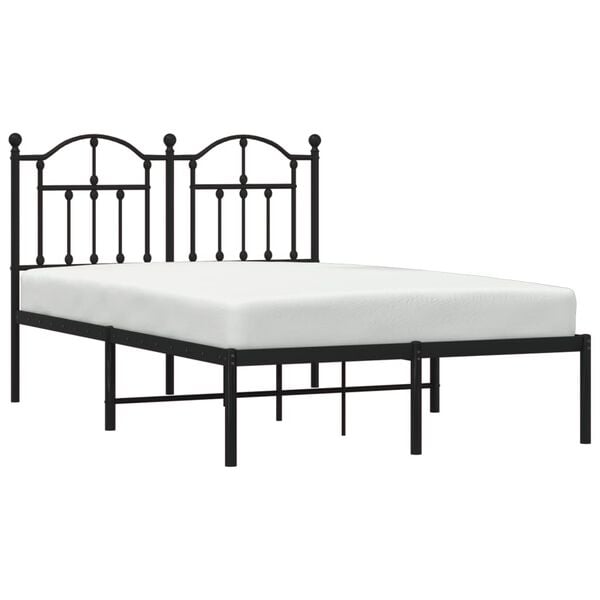 vidaXL Bedframe met hoofdbord metaal zwart 120x200 cm