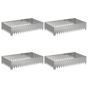 vidaXL Gazonrand 4 pcs 100 x 60 x 20 cm Staal Zilverkleurig