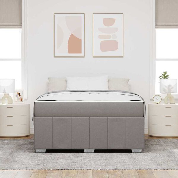 vidaXL Bedframe met matras Taupe 160 x 200 cm Stof