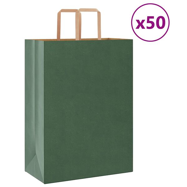 vidaXL Papieren zakken 50 st met hengsels 32x17x44 cm groen