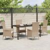 vidaXL Tuin eettafelset met kussen 5 pcs Beige poly rattan