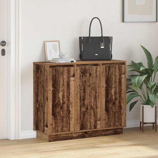 vidaXL LED Sideboard Oudhout 90 x 32 x 75 cm Bewerkt hout