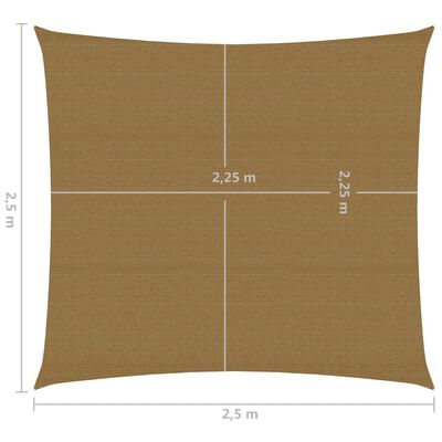 vidaXL Zonnezeil 160 g/m² 2,5x2,5 m HDPE taupe