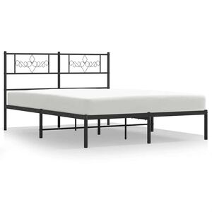 vidaXL Bedframe met hoofdbord metaal zwart 150x200 cm